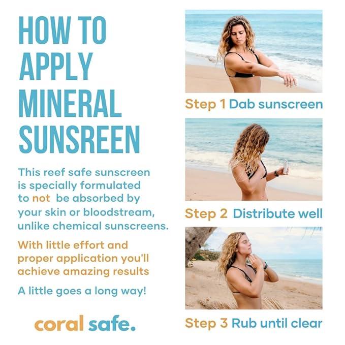 Reef Safe Sunscreen SPF 50 Mineral Face Stick - Travel Size, Biodegradable, Hawaii & Mexico Approved, Zinc Oxide, Oxybenzone & Octinoxate Free, 80 Min Water Resistant, TSA Approved by Coral Safe