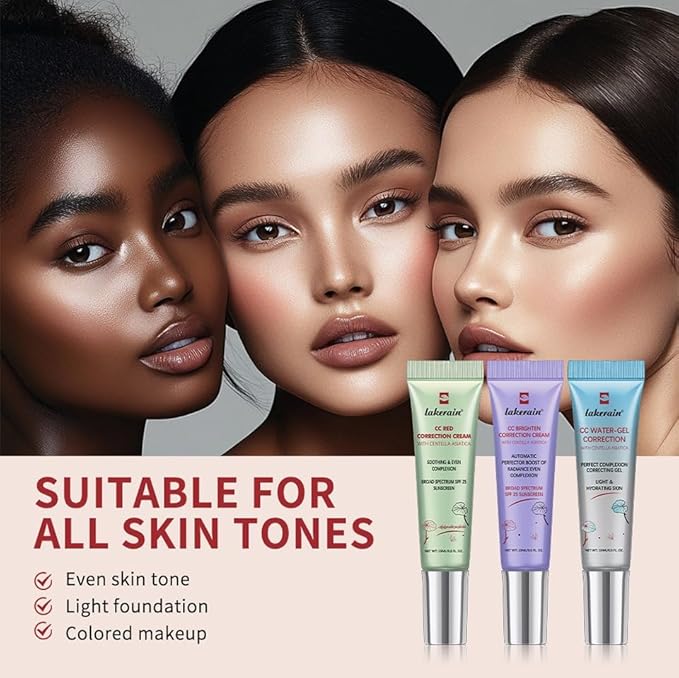 Corlo CC Cream, Color Correcting Cream with SPF 25, Even Skin Tone Makeup and Skin Care, Hydrating Serum Coverage Lightweight Foundation, Invisible Pores Concealer (Purple, 0)