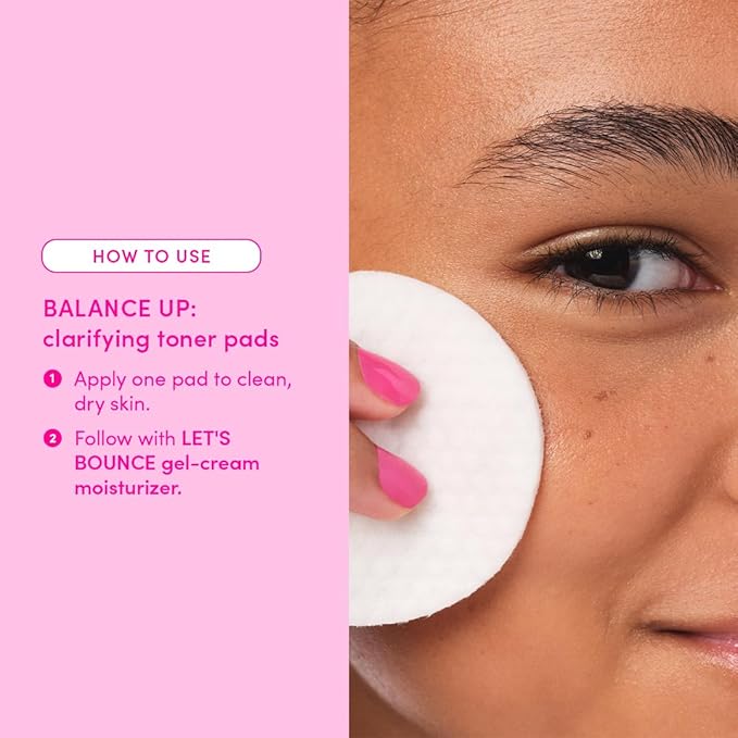 Evereden Balance Up Toner Pads for Face | Cute Terry Headband | Gentle and Vegan Pre-Teen Water-Based Face Toner Pads with Green Tea, Chamomile, and White Tea for Oily and Pimple-Prone Skin