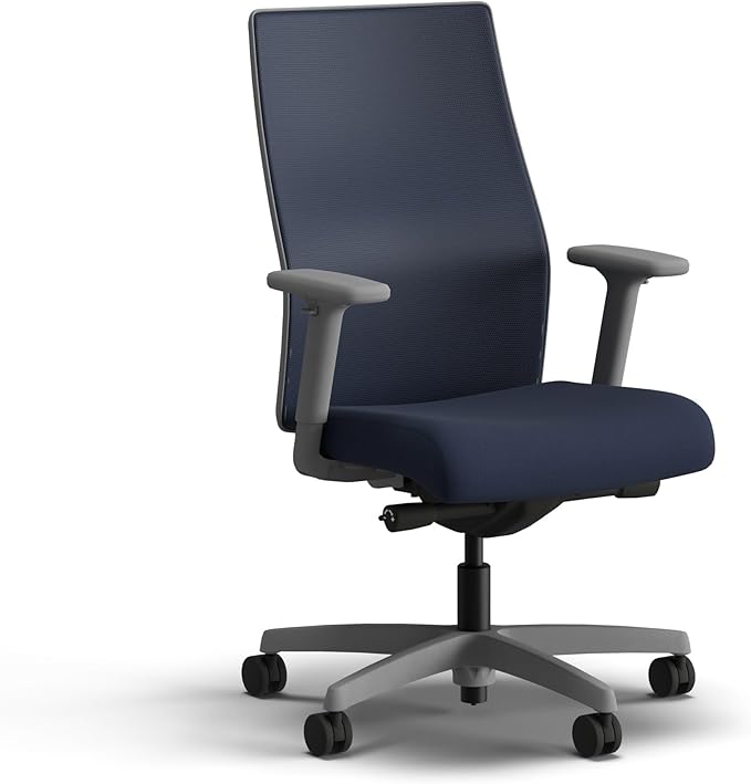 HON Ignition 2.0 Mid Back Task Chair, Spectrum Mesh, Advanced Synchro-Tilt Control, Office Chair with Lumbar Support, Height and Width Adjustable Arms, Titanium Frame, Blueberry
