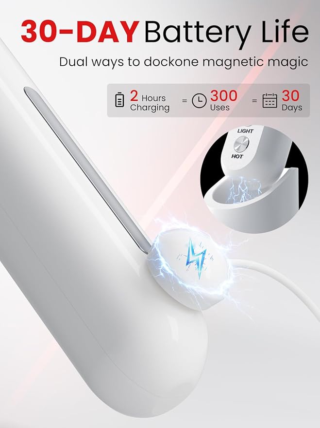Face Massager Portable Charging Dock, Red Light Therapy for Face and Neck, 3 Heat Settings, Vibrating Face Massage, 9-Color & 30-Day Battery | Home Spa Travel Skincare - White