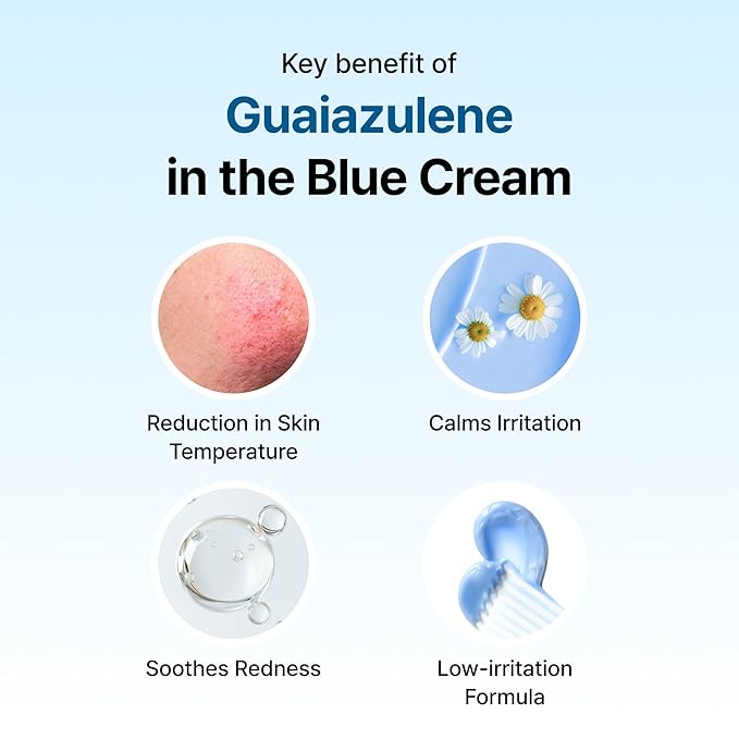 DearKlairs Midnight Blue Calming Cream | Face Moisturizer for Redness Relief, Guaiazulene, EGF & Ceramide, Post-Treatment Recovery, Korean Vegan Skincare for Sensitive Skin, 0.7 Oz (Pack of 1)