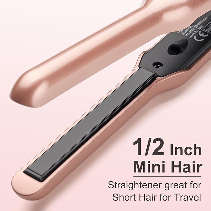 JAETON Small Flat Iron 3/10" Mini Hair Straightener for Short Hair Curling Iron for Edges,Mini Straightener for Travel,Fast Heat Up,Dual Voltage,Ceramic Tourmaline