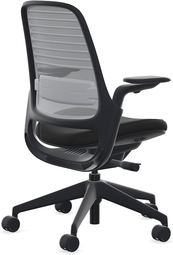 Steelcase Series 1 Office Chair - Ergonomic Work Chair with Wheels for Carpet - Helps Support Productivity - Weight-Activated Controls, Back & Arm Support - Easy Assembly - Nickel + Onyx Era