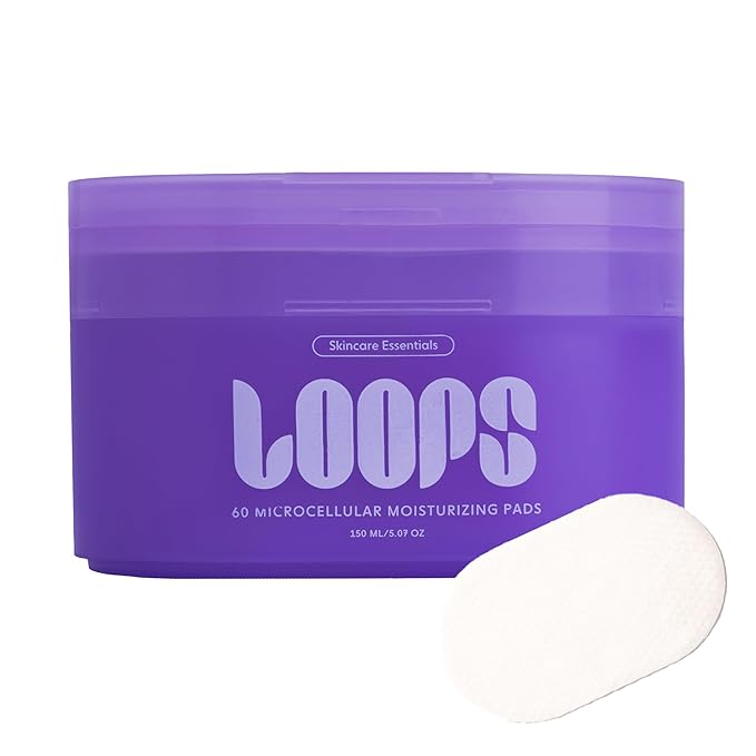 LOOPS MicroCellular Moisturizer Korean Skincare - Nourish, Replenish, and Rebalance - Collagen Boosting & Restoring - Pre-soaked Veocell Embo Bamboo Pad - Anti-Aging Face Moisturizer - Pack of 60