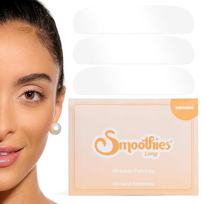 Smoothies Long Forehead Wrinkle Patches for Face Overnight - Facial Patches for Forehead, 48 Facial Adhesives per Box - Face Tape, Made in the USA