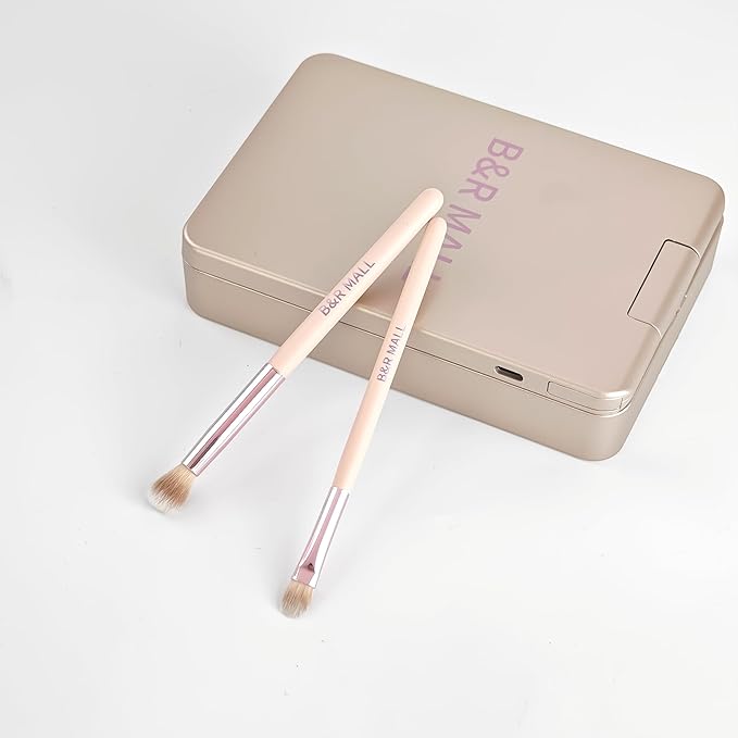B&R MALL Makeup Brush Set with LED Mirror – Supper soft Brushes for Flawless Foundation, Concealer, Eyeshadow & More | Lightweight, Versatile, Perfect for On-the-Go Touch-Ups (Champagne Gold)