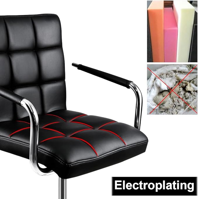 Yaheetech Desk Chair - Office Chair with Arms/Wheels for Students Swivel Faux Leather Home Computer Black