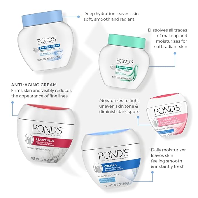 POND’S Dry Skin Cream – Moisturizing Face Cream for Deep Hydration – Daily Hydrating Facial Moisturizer for Radiant Skin – Dermatologist Tested, Non-Comedogenic Face Moisturizer, 10.1 oz, 3 Pack