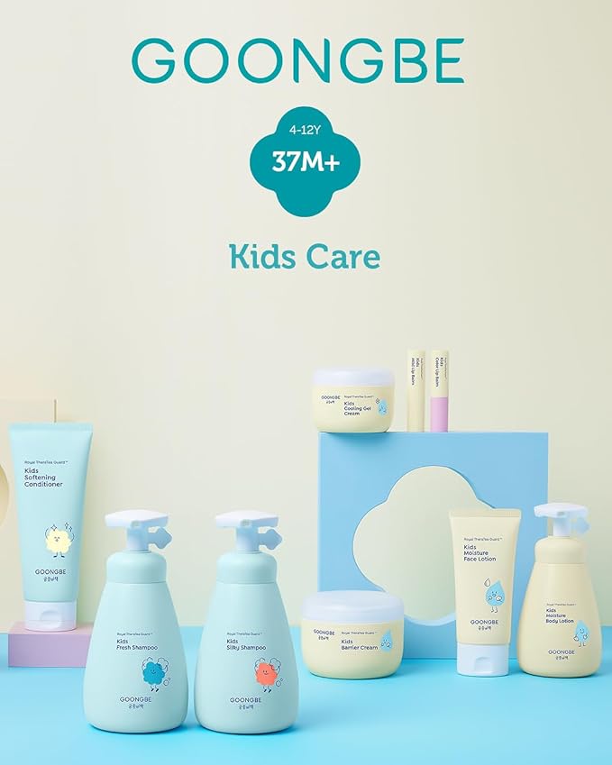 GOONGBE Kids Travel Toiletry Set – 4-in-1 TSA Carry-On Kit with Shampoo, Body Wash, Face Cleanser (Sunscreen Removal) & Lotion, Silicone-Free Low pH for Sensitive Skin1oz Each