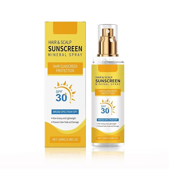 Hair & Scalp Sunscreen Spray SPF 30 | Broad Spectrum UV Blocker for Color-Treated Hair, Weightless Non-Greasy Formula with Coconut Oil, Prevents Color Fade & Dryness, Beach & Pool Essential (1)