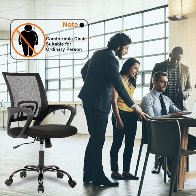 FDW Ergonomic Office Chair Home Desk Chair Task Mesh Computer Chair Gaming with Back Lumbar Support Armrest Modern Swivel Modern Adjustable Rolling Executive Mesh Chair for Women Men (Black)