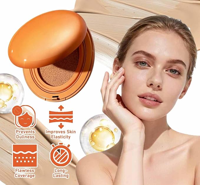 Korean BB Cushion Foundation,Lightweight & Hydrating,Medium to Full Coverage,Long-Lasting & Waterproof Powder Foundation,Mask Fit AI Filter Korean Cushion Makeup (Nature)