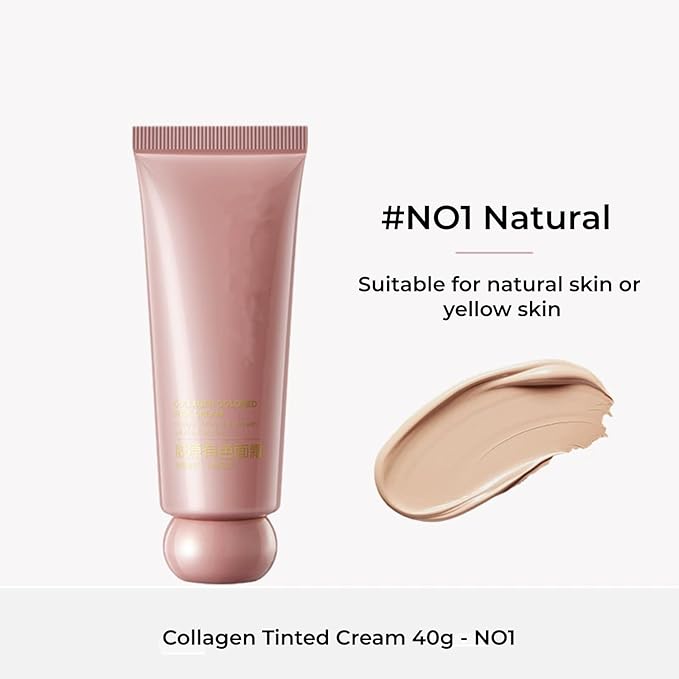 Collagen Tinted Moisturizer - Dewy Bare Tinted Foundation Hydrator Second Skin 2-Minute Natural Makeup Routine, Tinted Face Cream Lightweight Buildable Coverage Non-Greasy Glow Booster