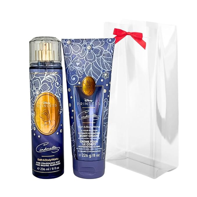Bath & Body Works PRINCESS COLLECTION Fine Fragrance Mist & Ultimate Hydration Body Cream 2-piece Gift Set with a Bow for Holidays - Full Size – Limited Edition (Cinderella)
