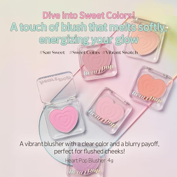 ETUDE Heart Pop Duo Blush, Milky Pink Cheek Colors, Natural Glow & Glossy Finish, Layering Formula, Compact 0.2 oz – Milk Drizzle