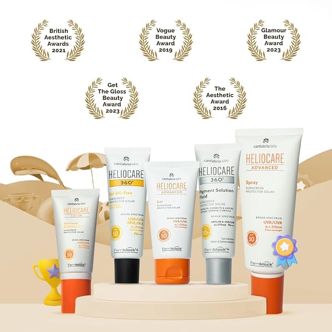 Helio-care 360º Water Gel SPF 50+ PA++++ Sunscreen | Ultra-Light, Hydrating Sunscreen for Dry & Dehydrated Skin | Hyaluronic Acid | Water & Sweat Resistant | No White Cast | 50ml
