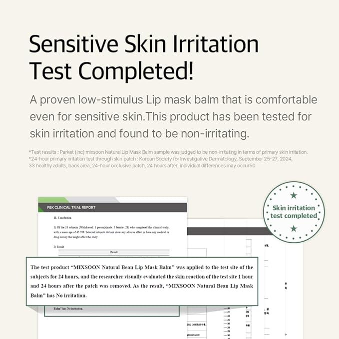 mixsoon Natural Bean Lip Mask Balm - Hydrated Lips, Softening, Fermented Bean and Shea Butter, Vegan Formula for Smooth Lip Balm 11g / 0.37 fl. oz. Korean Glass Skin Care
