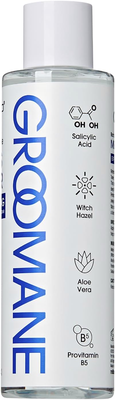 RED Pro GROOMANE Exfoliating Toner for Men, Barber-Grade Skincare, Soothes, Hydrates & Balances Skin, Reduces Bumps & Irritation, Smooth & Refreshed, Daily Groome Essential