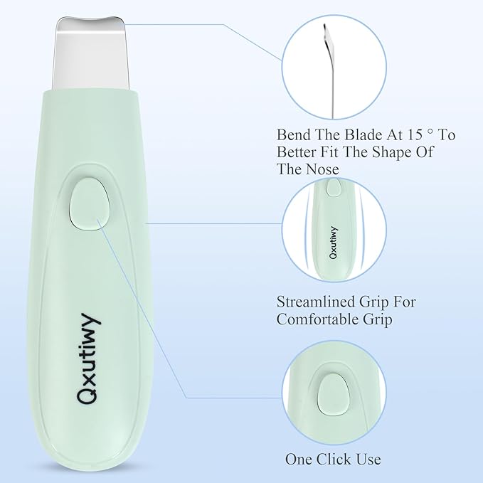Skin Scrubber & Face Spatula - Blackhead Remover Tools, 2-in-1 Pore Cleaner Tool for Deep Cleansing, with Two Silicone Brush Head for Women and Men, Waterproof