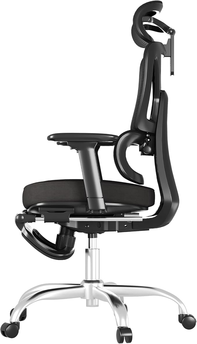 FLEXISPOT ErgoX Premium Ergonomic Office Chair with Footrest- Adjustable 3D Armrests, Dynamic Lumbar Support, Recline & Tilt Function, Mesh Seat, for Home & Office Use,Black Foam