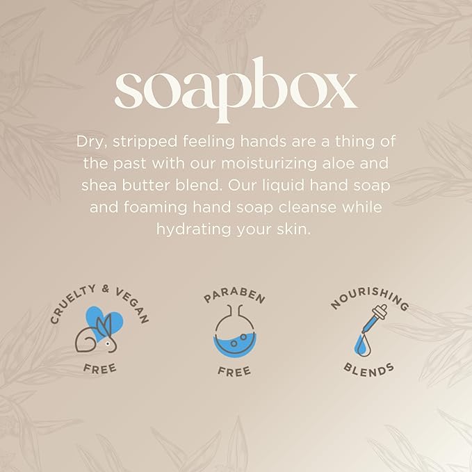 Soapbox Liquid Hand Soap, Vanilla Bean - Gentle, Moisturizing Hand Cleanser, Vegan, Cruelty Free Hand Soap for Bathroom and Kitchen, 12oz Pump Bottles (Pack of 3)