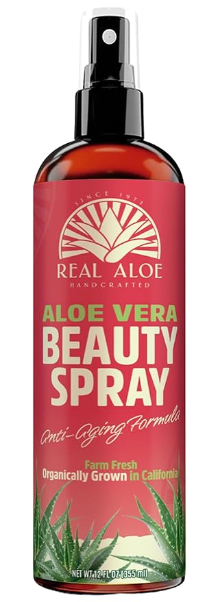 Real Aloe Beauty Set 12oz - Aloe Vera Toner Spray and Beauty Gel | Hydrating Facial Toner & Mist for Skin & Hair | Aloe Vera with Vitamin C, Hyaluronic & Polyglutamic Acid | Made in USA