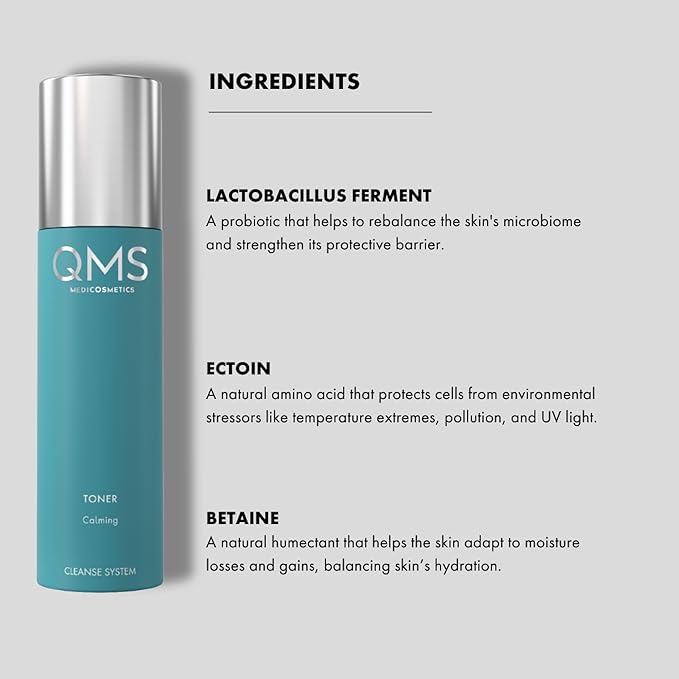 QMS Medicosmetics Calming Daily Face Toner – Deeply Hydrates, Reduces Redness, Soothes & Balances The Skin's pH Level – Gentle Formula for Sensitive, Dry or Oily Skin – 6.7 oz