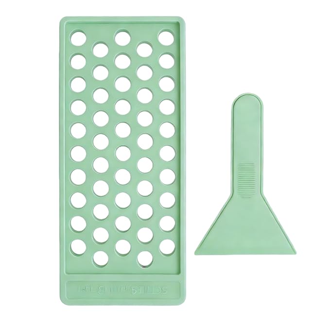 50-Slot Lip Balm Filling Tray & Spatula Set | Reusable Cosmetic Making Tools for Custom Lipstick,DIY Beauty Products Making. Gloss Making Kit Capsule Lipstick Filler(50 slot Green) (Green-50 Slot)