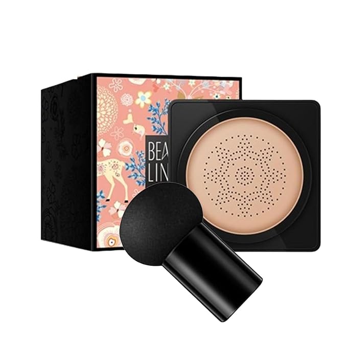 QUROXO Wonderninelife Beauty Cream, Beauty Linasi Clear Cover Beauty Cream, Beauty Cream Base,Mushroom Head Air Cushion Cc Cream, Moisturizing Concealer, Long Lasting (Nature)
