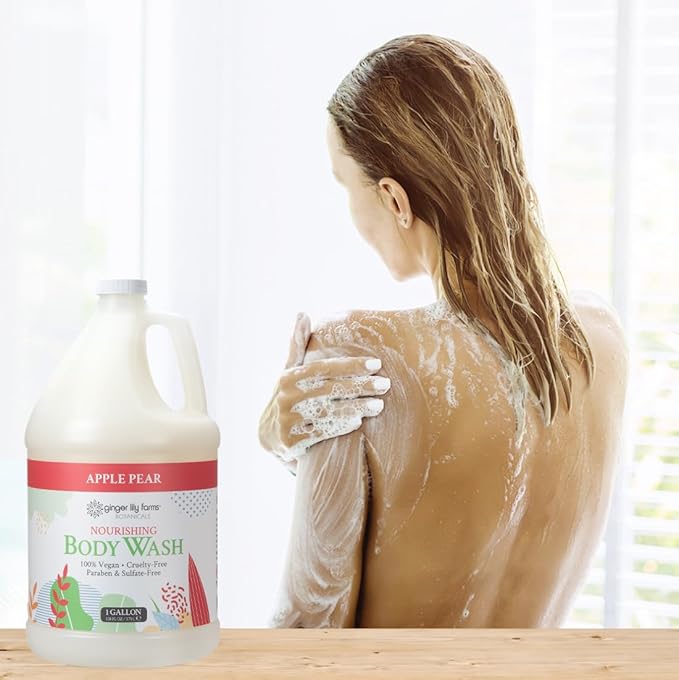 Ginger Lily Farms Botanicals Nourishing Body Wash, 100% Vegan & Cruelty-Free, Apple Pear Scent, 1 Gallon (Pack of 4)
