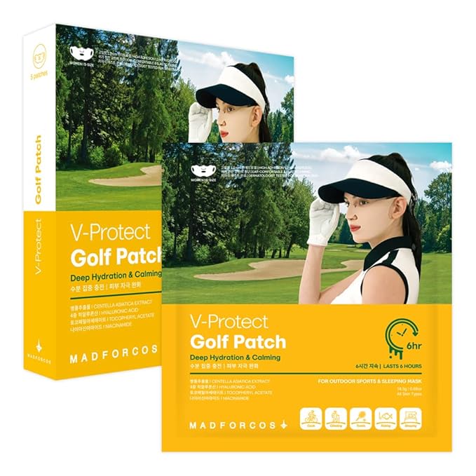V-Protect Golf Sunscreen Patch for Golf & Outdoor Sports – UV Protection, Hydrating & Cooling Face Patches | 5 Count (Small Size)