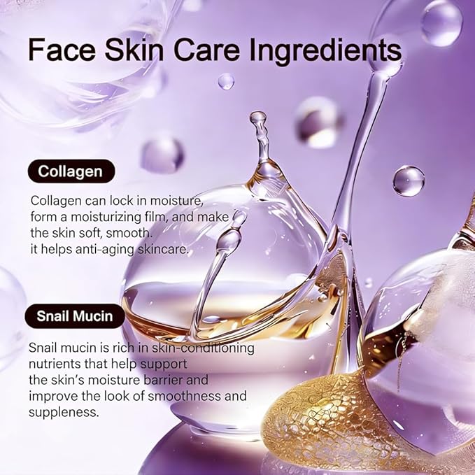 Ganoderma Lucidum Skincare Set - Face Care Kit with Collagen,Niacinamide, Hyaluronic Acid - Anti aging & Firming Skin, Face Care Gift Set for Women Include Toner, Serum, Lotion, Eye Cream, Face Cream