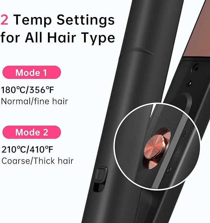 Mini Flat Iron 1 Inch Ceramic Mini Hair Straightener, Small Flat Irons for Short Hair, Curls Bangs, Dual Voltage for Travel,Dual Voltage for Worldwide Use(Black)