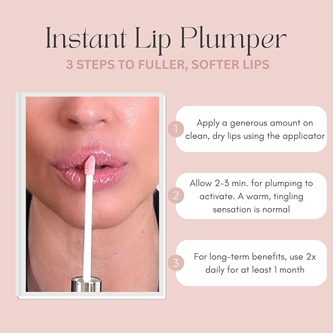 Instant Lip Plumper, Hydrating Lip Serum with Hyaluronic Acid, Guarana & Horse Chestnut Extract, Non-Sticky Moisturizing Lip Plumping Gloss, Anti-Aging Lip Care, 5ml