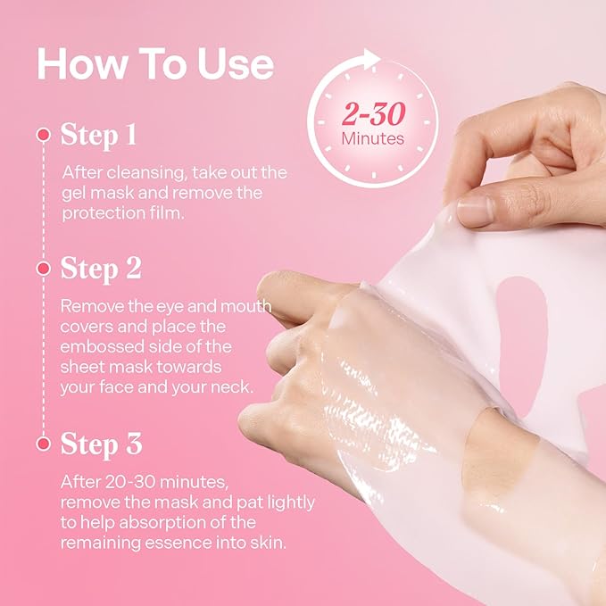 Torriden CELLMAZING Collagen Firming Gel Sheet Mask for Face & Neck (4 Pack) | Smoother, Firmer-Looking Skin with 5D Collagen Complex | Korean Skincare Mask