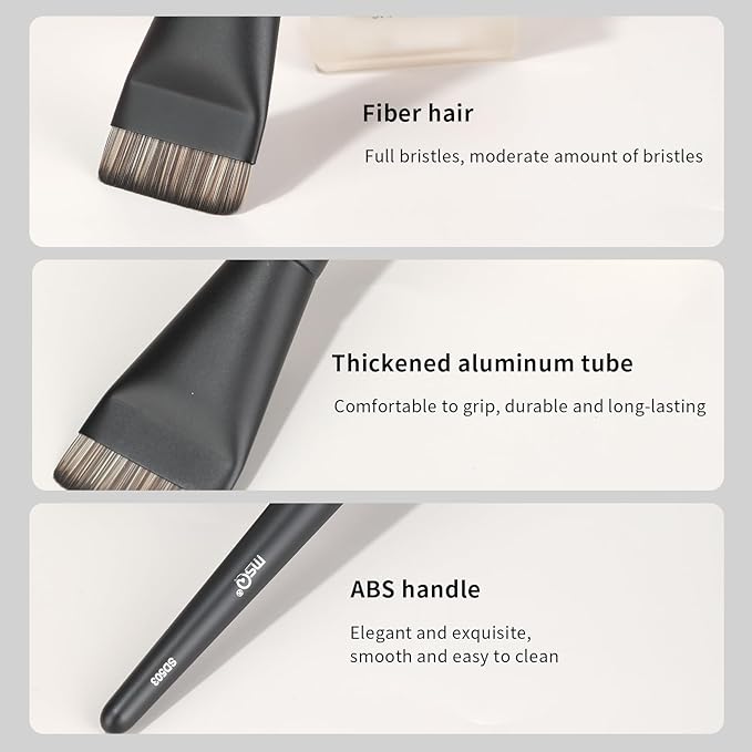 MSQ Flat Foundation Brush,Korean Makeup Brush Ultra Thin Spatula Facial Brush Face Mask Brushes for Liquid Foundation, Blending Cream,Mask,Mud, Clay, Charcoal Mixed Mask, DIY