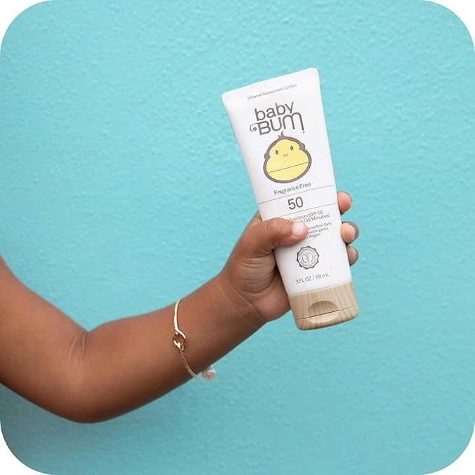 Baby Bum SPF 50 Sunscreen Lotion | Mineral UVA/UVB Face and Body Protection for Sensitive Skin | Fragrance Free | Travel Size | 3 FL OZ (Pack of 2)