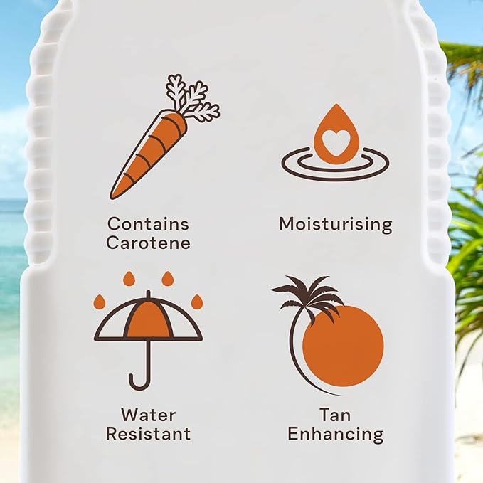 Malibu Sun Fast Tanning Oil - Tan Accelerator for Outdoor/Tanning Bed, Beta Carotene Carrot Extract & Vitamin E for Moisture & Hydration, Water-Resistant, Coconut, Cruelty-Free, Made in UK (6.8 Fl Oz)