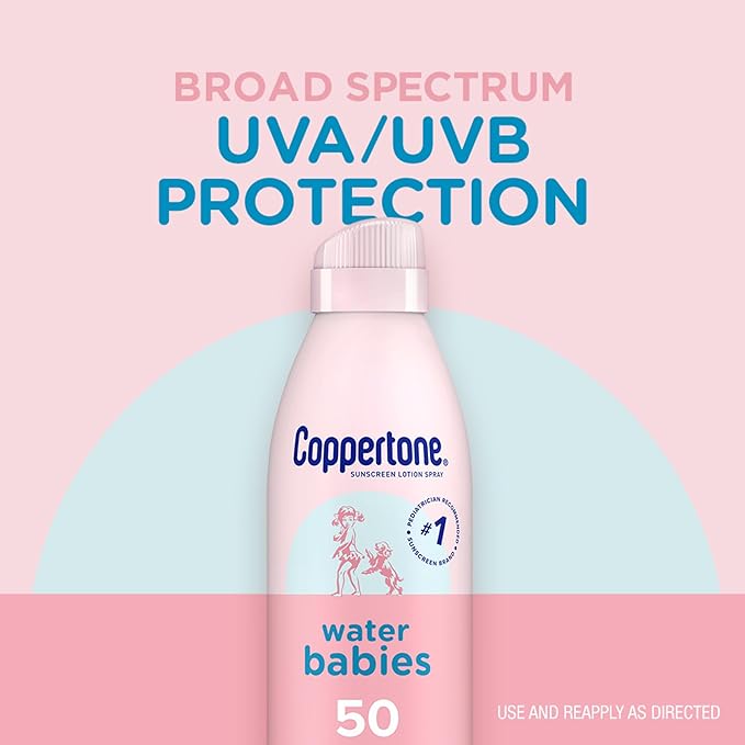 Coppertone WaterBabies Sunscreen Quick Cover Lotion Spray Broad Spectrum SPF 50 (6 Ounce) (Packaging may vary)