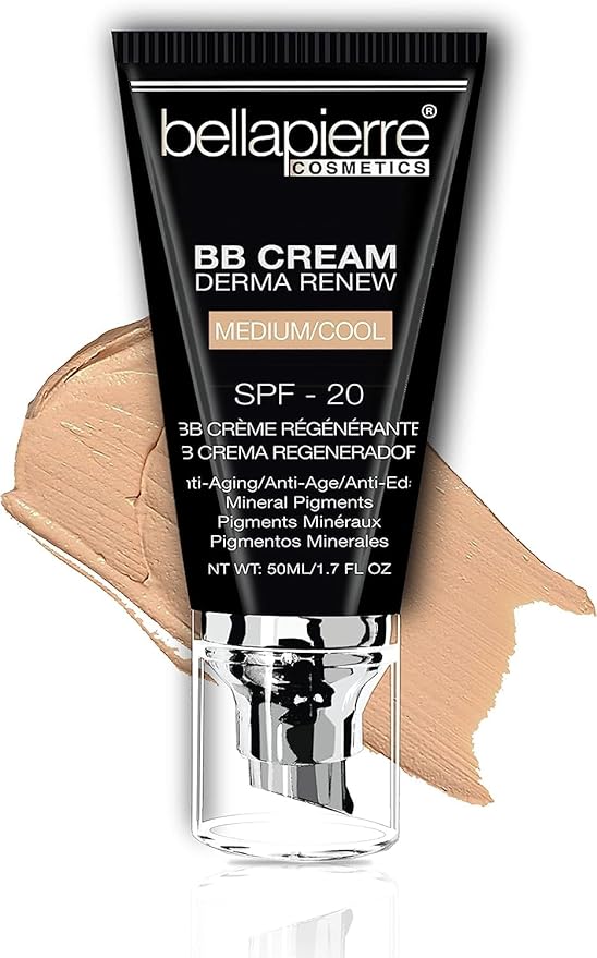 Bellapierre BB Cream SPF 20 – Mineral Sunscreen & Liquid Foundation, Lightweight Face Moisturizer with Buildable Coverage, Matte Finish, Non-Toxic, Paraben-Free, Cruelty-Free – 1.7 oz - Medium Cool