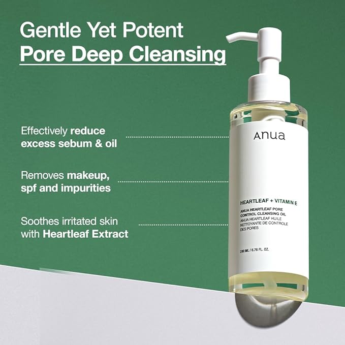 ANUA Double Cleansing Duo for Facial Cleansing : Heartleaf Pore Control Cleansing Oil & Quercetinol Pore Deep Cleansing Foam for Double Cleansing, Korean Skincare