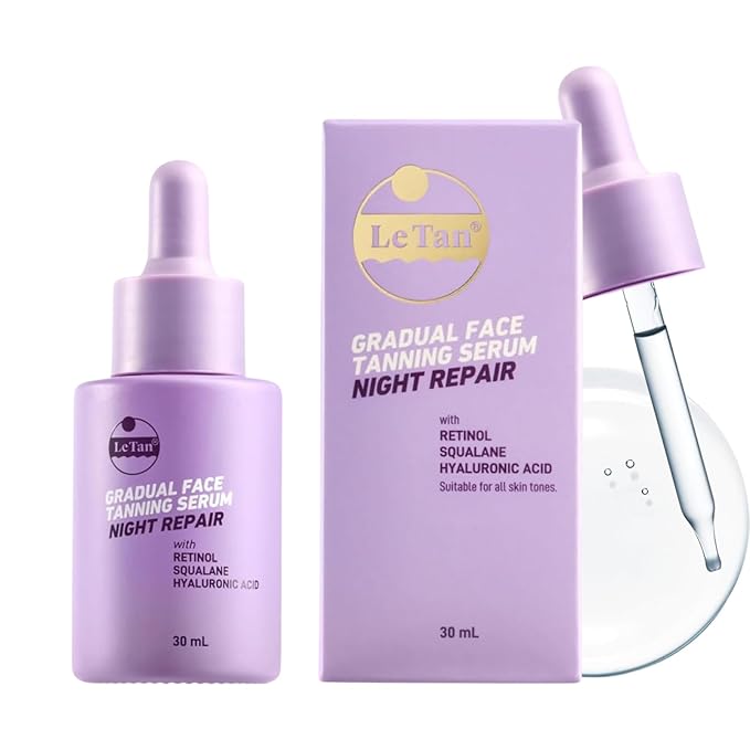 Self Tanning Drops by Le Tan | Anti Aging Self Tan Intense Hydration Firms, Refines, Smoothes Skin Fine Lines with Niacinamide, Hyaluronic Acid, Squalane Sun Kissed Look 1oz (Night Repair)