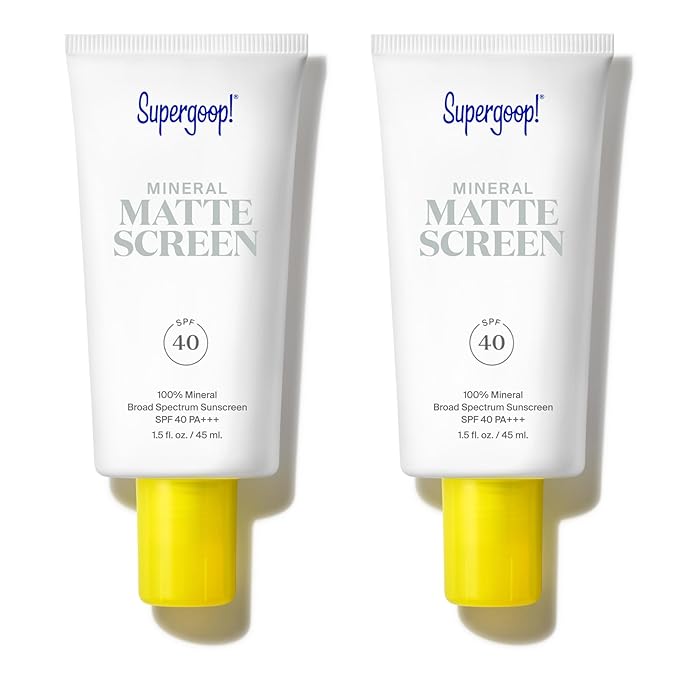 Supergoop! Mineral Mattescreen (SPF 40) - Pack of 2, 45 mL - Mineral, Oil-Free Broad Spectrum Sunscreen - Smooths Skin’s Appearance, Minimizes Pores & Controls Shine - Water & Sweat Resistant
