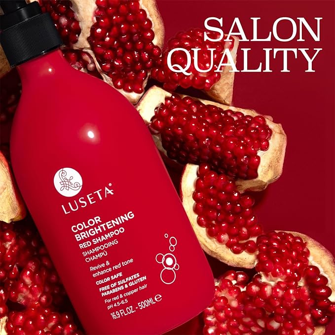Luseta Color Brightening Red Shampoo for Red Hair, Enhancing Red Hair Shampoo for Color Treated, Color Depositing Shampoo for Copper Hair, Sulfate, Paraben & cruelty free 16.9oz