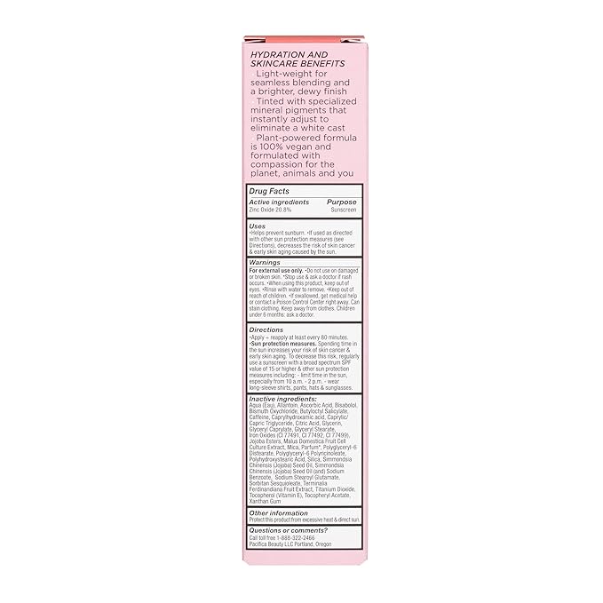 Pacifica Beauty Glow Baby Super Lit SPF 30 Lotion, Skincare, Broad Spectrum, UVA/UVB Sun Protection, Zinc Oxide, Mineral Sunscreen, Face Lotion, Tinted Moisturizer, Vegan, 1.7 fl oz (1 Count)