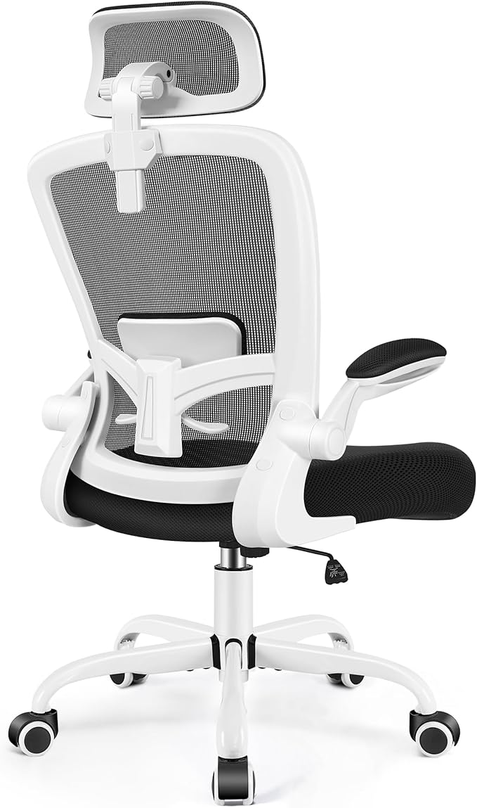 FelixKing Office Chair, Desk Chair with Adjustable Lumbar Support, Ergonomic Computer Chair with High Back and Armrest, Adjustable Height Gaming Chair Home Office Swivel Chair(White)