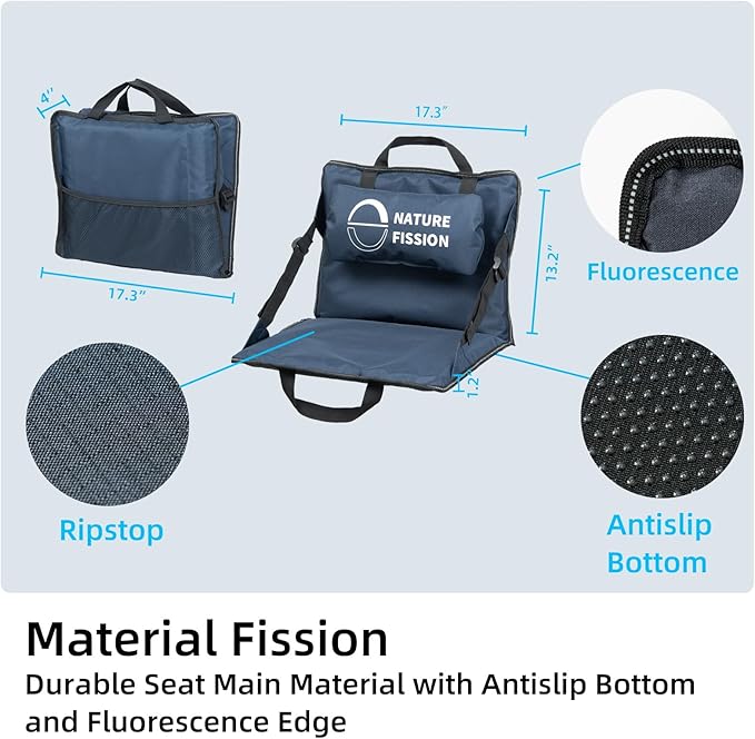 Stadium Seat with Back and Lumbar Support and Padded Cushion Foldable and Portable Perfect for Bleacher Chair in Sports Events and Camping Lawn Use