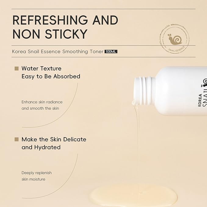 Snail Mucin Hydrating Essence Face Toner, Snail Mucin Serum, Facial Toner Skin Care Products for All Skin Types, Deep Moisturizing, Pore Minimizing, Skin Texture Refining, Elasticity Boosting, 3.53 oz