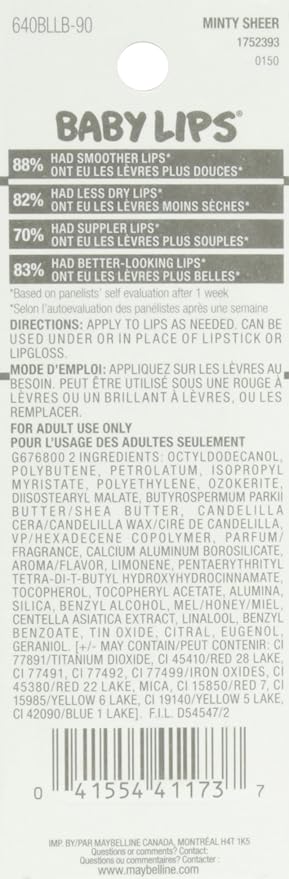 Maybelline New York Baby Lips Balm Electro, Minty Sheer, 0.15 Ounce